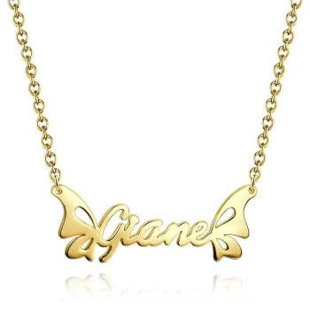 Personalized Butterfly Name Necklace 14K Gold