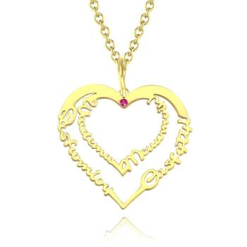 Custom Birthstone Name Necklace, Unique Gift 14K Gold Plated - Golden - yournamencklaceuk