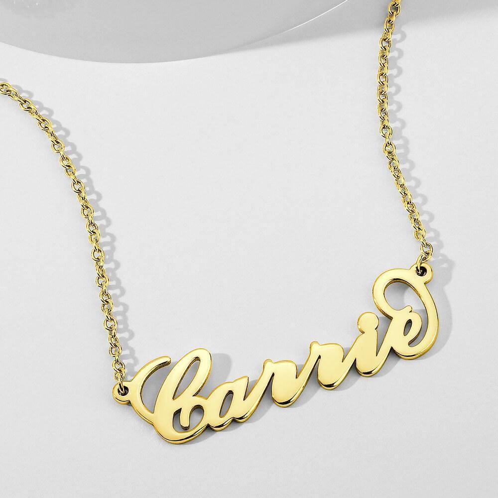 Carrie Style Name Necklace 14K Gold Plated - yournamencklaceuk