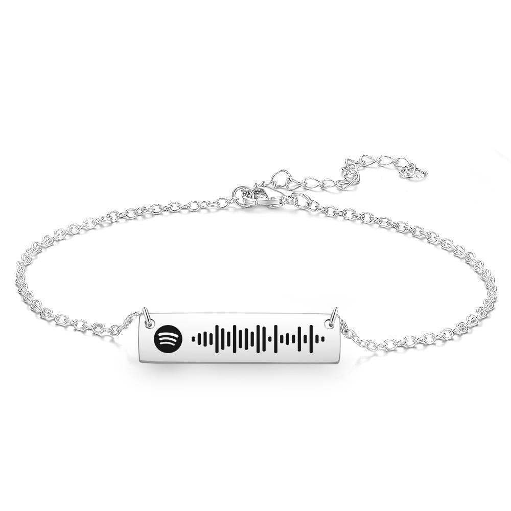 Tobillera Código Spotify Escaneable Tobillera de Barra Grabada Color Dorado Regalos para San Valentín