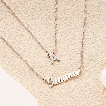 Collar Con Nombre De Cadena Doble, Collar En Capas, Collar Con Inicial De Oro Personalizado, Collar Con Nombre De Letra Personalizado, Regalo Para Ella - TuNombrecollar