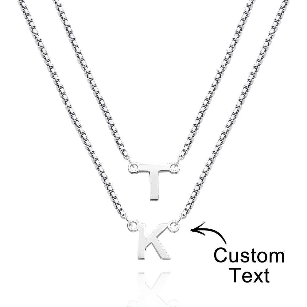 Collar Con Nombre De Cadena Doble, Collar Con Letras Personalizadas, Collar De Regalo Inicial, Regalo Para Mujer - TuNombrecollar