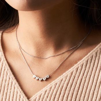 Conjunto De Cadena Doble, Collar Grabado Con Corazón, Collar Personalizado En Forma De Corazón, Regalo Para Mujer - TuNombrecollar