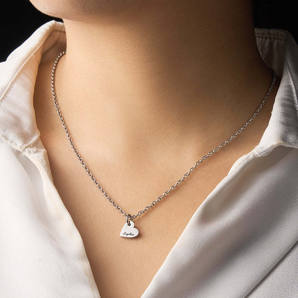 Collar De Corazón Grabado Personalizado Con Nombre, Collar Familiar, Joyería Delicada Para Ella - TuNombrecollar