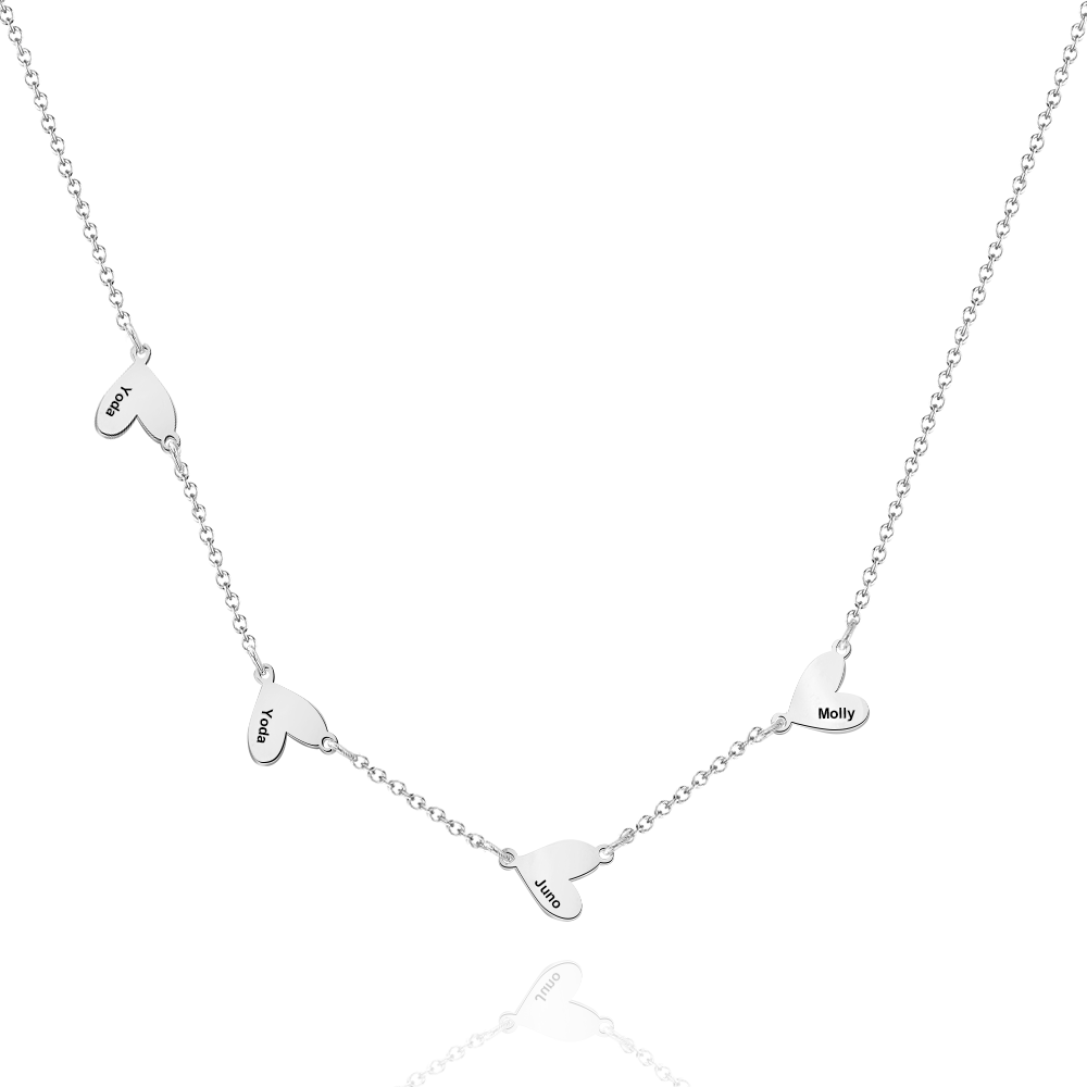 Collar Personalizado Con Nombre Familiar En Forma De Corazón. Collar Personalizado Con Múltiples Nombres En Forma De Corazón. Regalos Familiares. - 
