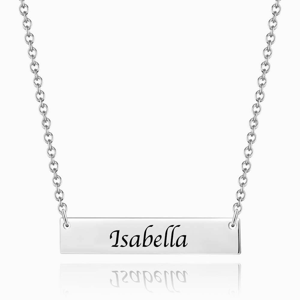 Collar Con Barra Grabada Para Niños Chapado En Platino
