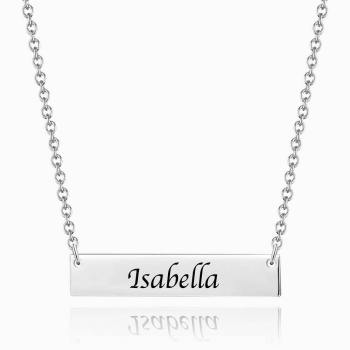 Collar Con Barra Grabada Para Niños Chapado En Platino