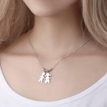 Collar Grabado, Ni?os Collar Charms Mamá Joyería Chapado en Platino - Plata