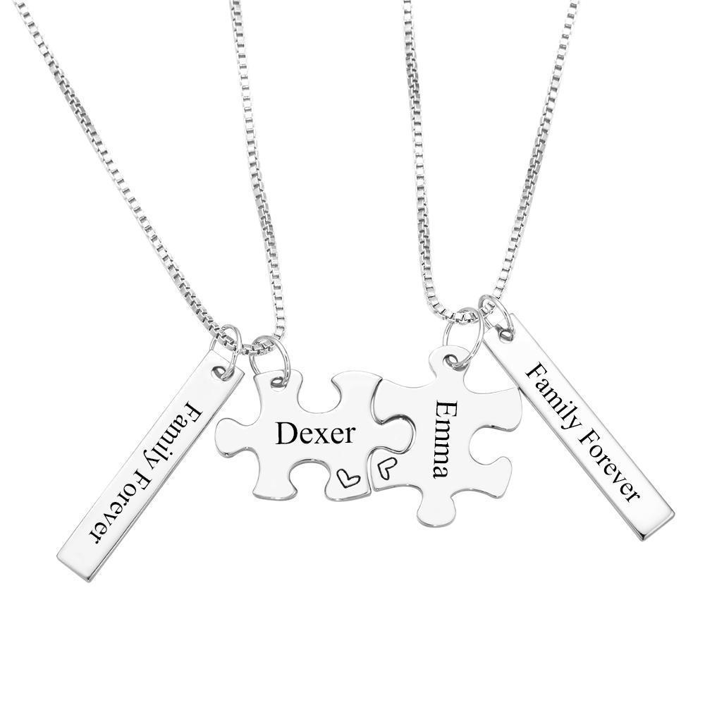 Personalizado Grabado Collar De Bloque De Collar De Rompecabezas De Los Regalos De La Pareja