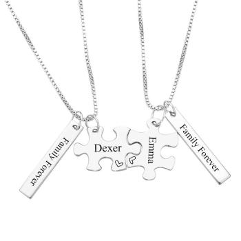 Personalizado Grabado Collar De Bloque De Collar De Rompecabezas De Los Regalos De La Pareja