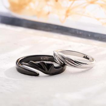 Anillo De Ángel Y Diablo Con Alas Grabables, Anillos Abiertos De Pareja Simples A La Moda - TuNombrecollar