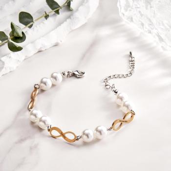 Pulsera Grabada Personalizada Infinity Love Pearl Regalo Romántico - TuNombrecollar