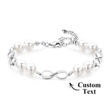 Pulsera Grabada Personalizada Infinity Love Pearl Regalo Romántico - TuNombrecollar