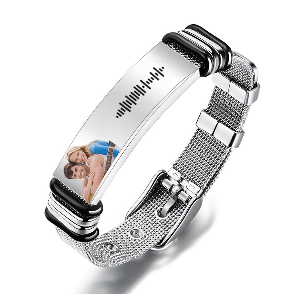 Pulsera De Acero Inoxidable Con Música Spotify Grabada Con Foto Opcional Personalizada, Los Mejores Regalos Para Hombres, Regalos Para Parejas - TuNombrecollar