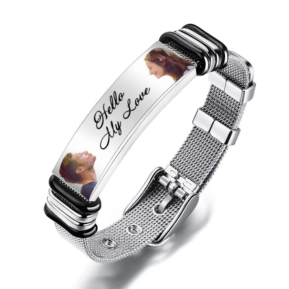 Pulsera De Acero Inoxidable Con Música Spotify Grabada Con Foto Opcional Personalizada, Los Mejores Regalos Para Hombres, Regalos Para Parejas - TuNombrecollar