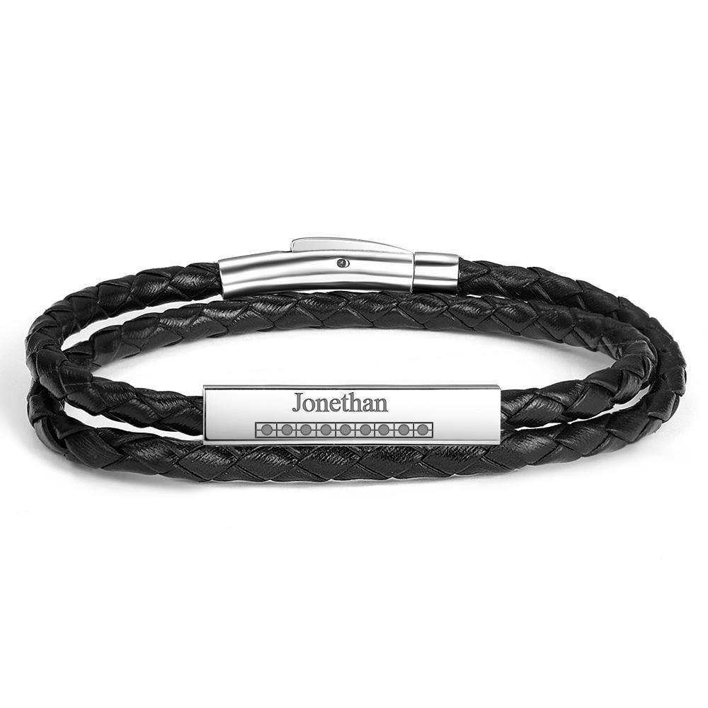 Pulsera De Cuero Para Hombre, Pulsera De Cuero, Regalo De Pulsera Con Nombre Para Novio