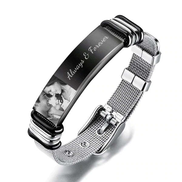 Pulsera Grabada Con Foto Personalizada de Acero Inoxidable Los Mejores Regalos Para él