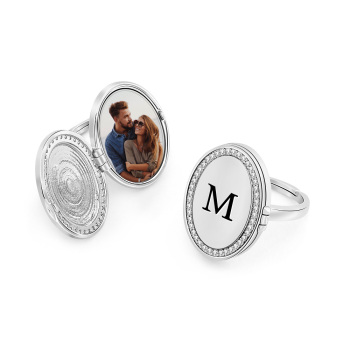 Custom Picture  Vintage-Style Flip Locket Ring with Personalized Locket Ring with Flip Cover Photo Slot Gift For Her Memorial jewelry