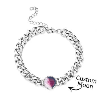 Pulsera Personalizada De Fase Lunar, Joyería Personalizada, Regalo De Luna De Aniversario Grabado Para Ella/él - TuNombrecollar
