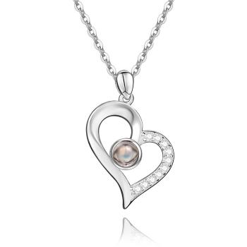 Collar Con Foto De Corazón De Proyección Personalizado - Plata - TuNombrecollar
