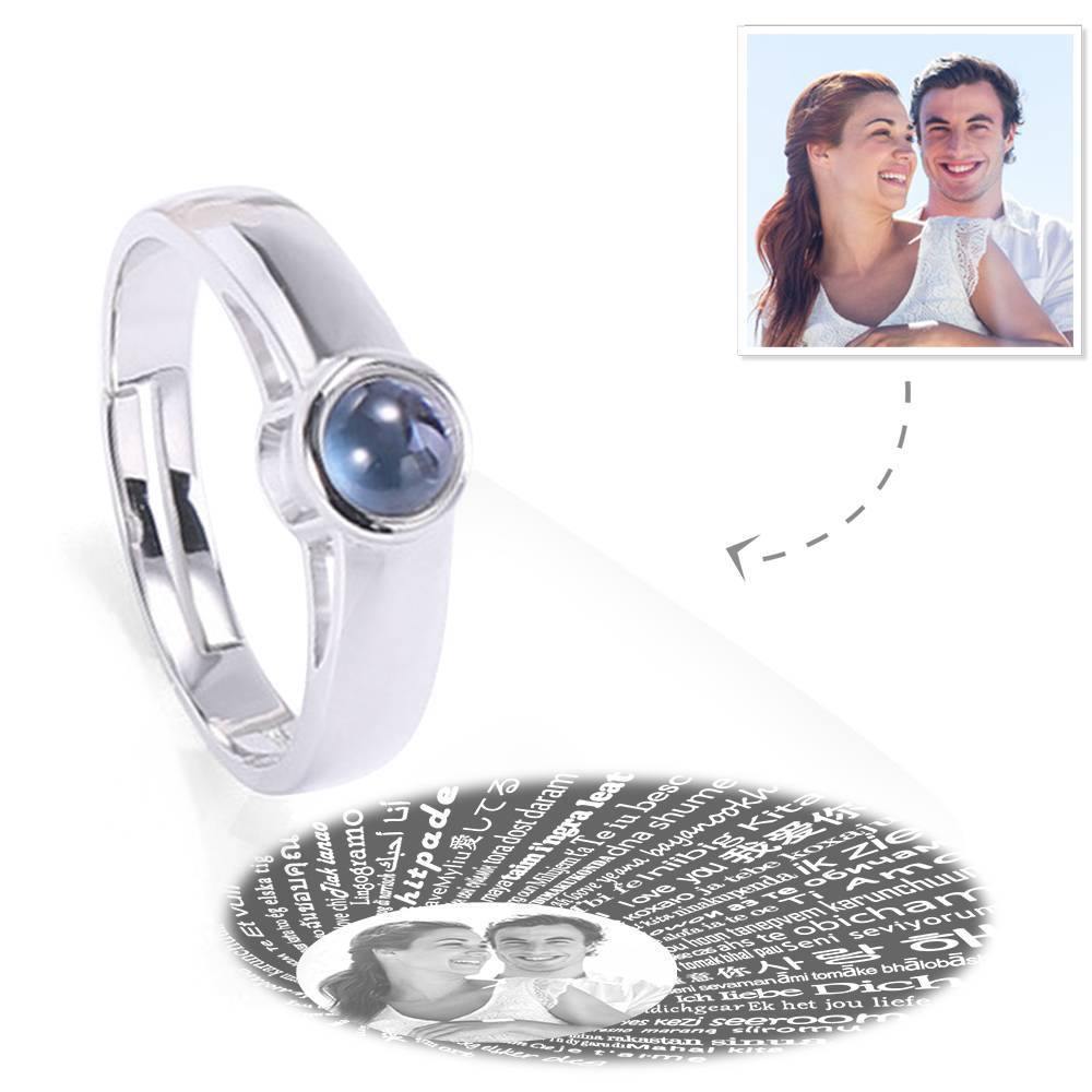Te Amo Anillo En 100 Idiomas Anillo De Proyección Con Foto Grabada, Anillo De Hombre Plata