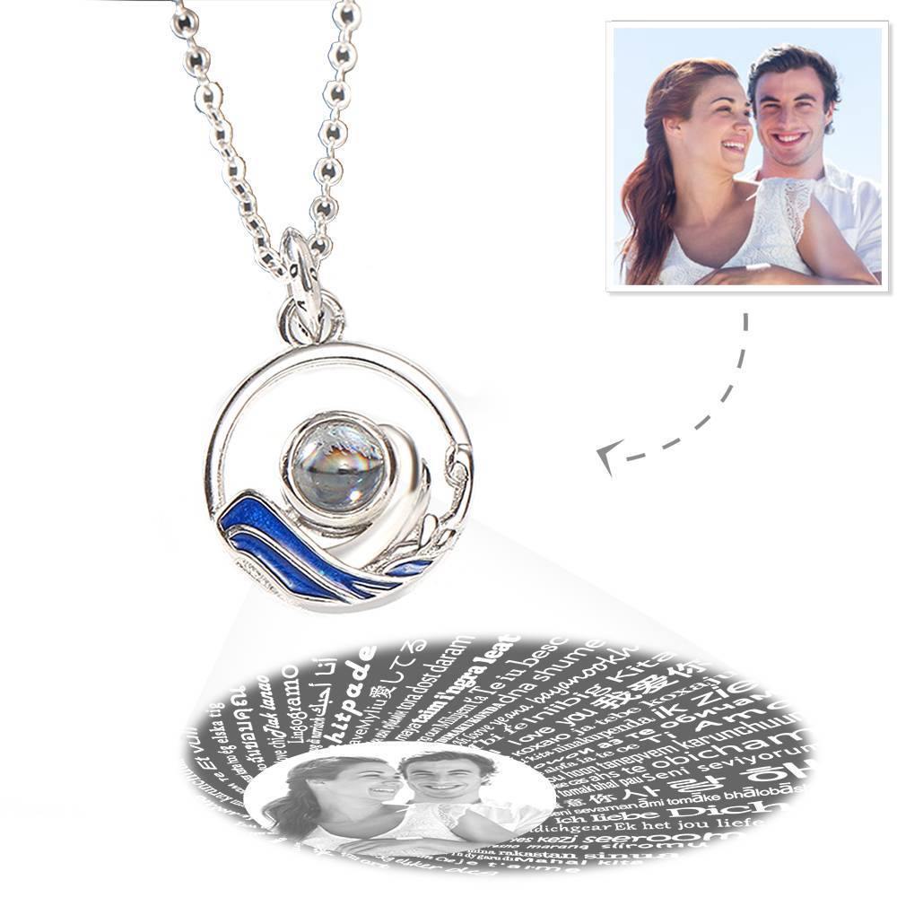Collar I Love You En 100 Lenguas Proyección De Foto Grabada Collar Único Regalo Plata - Mujer