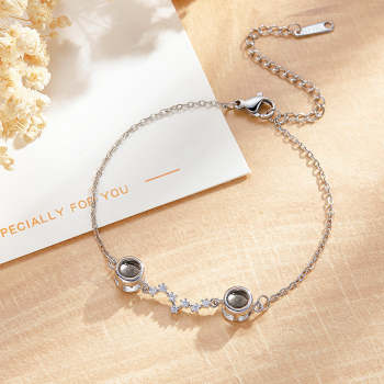 Pulsera Personalizada Con Foto De Doble Proyección Acompañada De Diamantes - TuNombrecollar