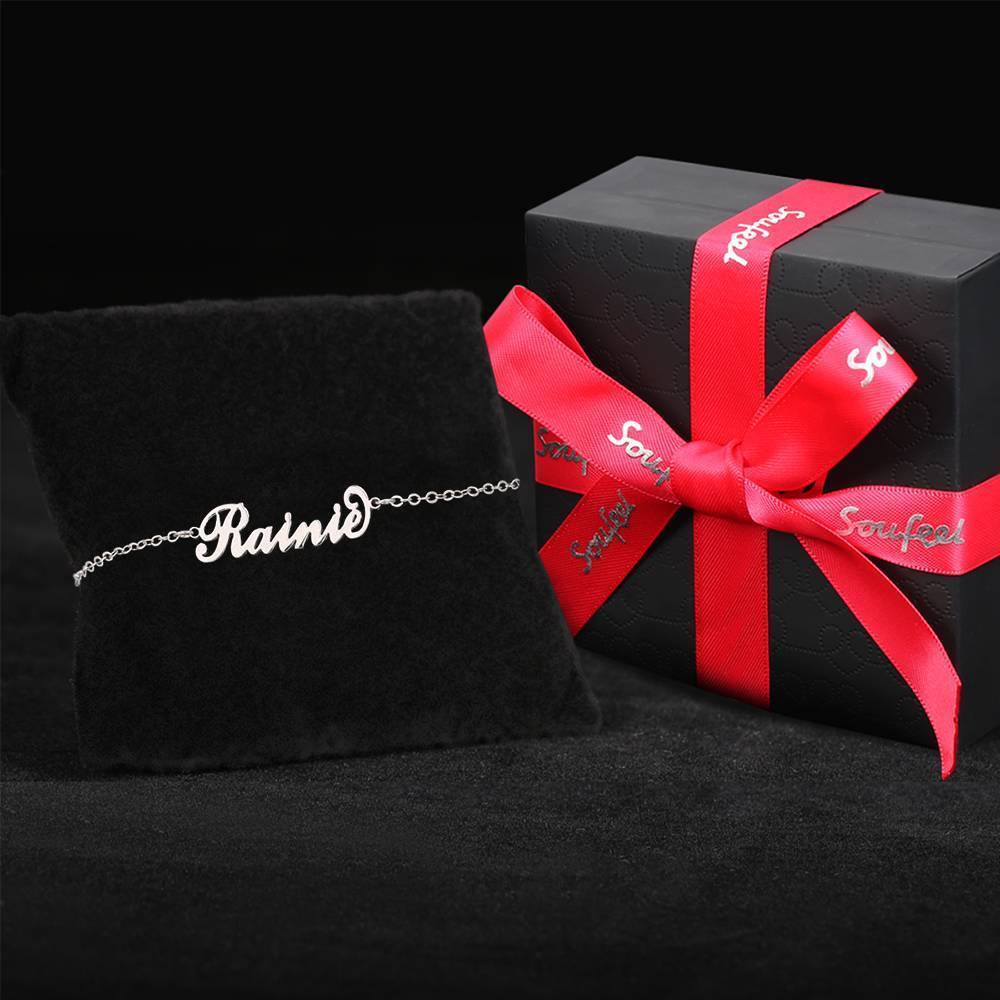 Tobillera con nombre para ni?os ba?ada en platino - Longitud ajustable