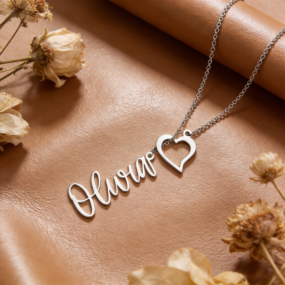 Collar De Lazo Con Nombre De Corazón Personalizado Para Mujer, Collar En Y Personalizado Con Nombre Y Dije De Corazón, Regalo De San Valentín - 