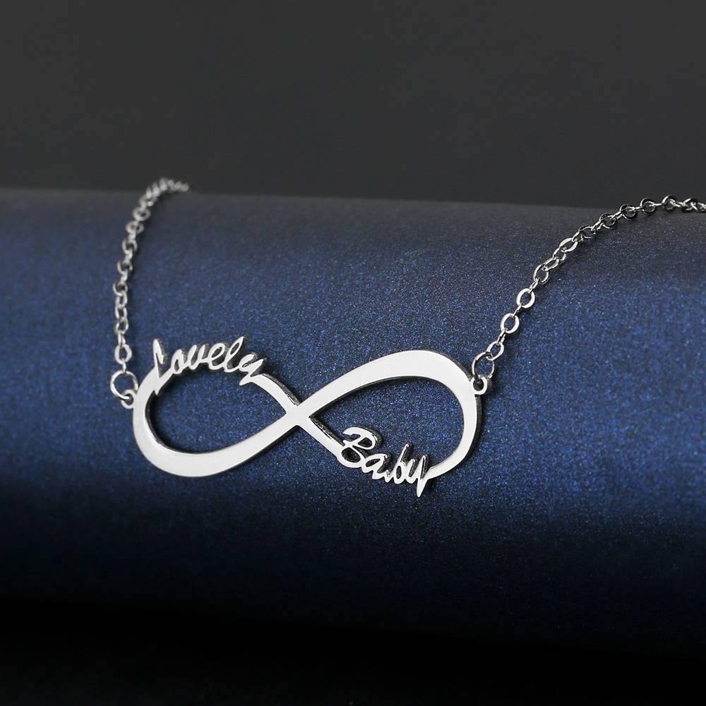 Children's Infinity Name Necklace Platinum Plated - yournamencklaceuk
