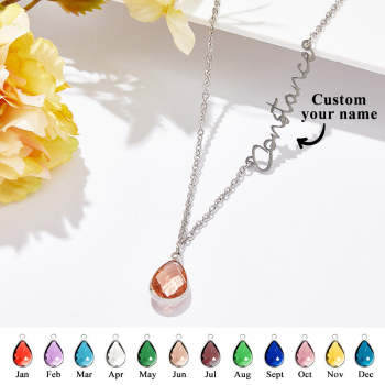 Collar Personalizado Con Nombre De Piedra Natal, Regalos De Cumpleaños Y Aniversario Para Ella - TuNombrecollar