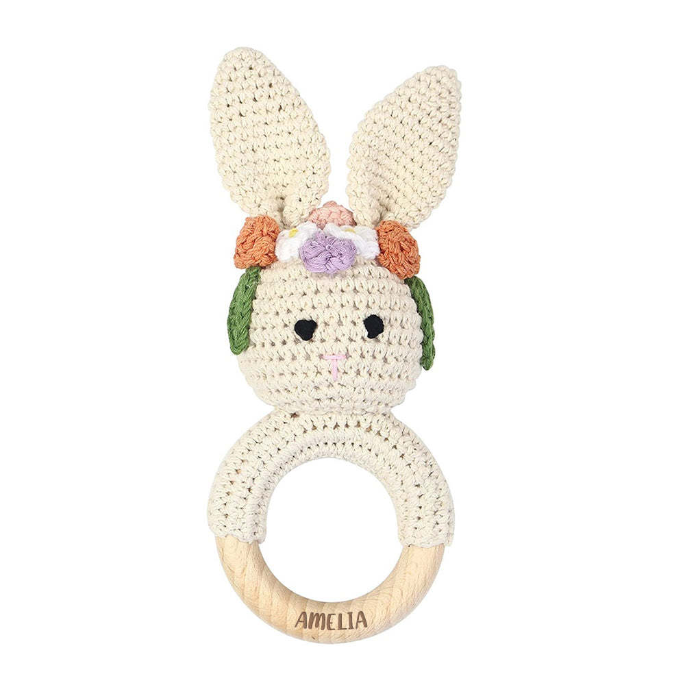 Personalizado Animal Bebé Sonajero Bebé Ducha Regalos Personalizado Madera Bebé Sonajero Crochet Sonajero Juguete Recién Nacido Regalos Regalo Para Sobrino Sobrina - TuNombrecollar