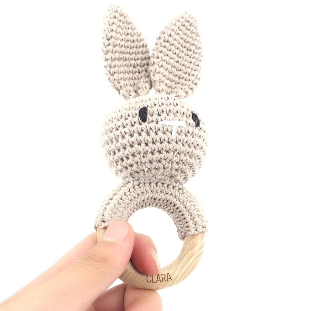 Personalizado Animal Bebé Sonajero Bebé Ducha Regalos Personalizado Madera Bebé Sonajero Crochet Sonajero Juguete Recién Nacido Regalos Regalo Para Sobrino Sobrina - TuNombrecollar