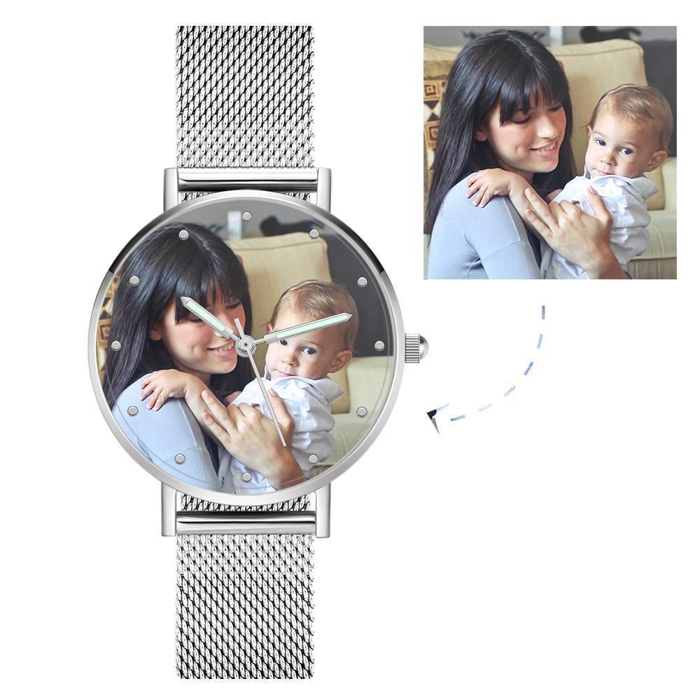 Reloj Con Foto Grabado Con Puntero Luminoso Pulsera De Aleación Reloj Con Foto 40Mm - Unisex