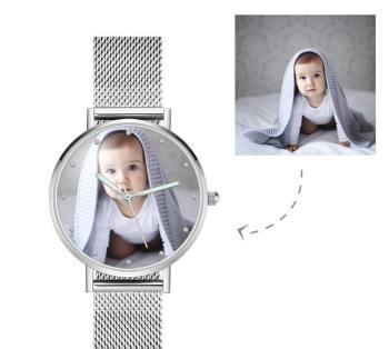 Reloj Con Foto Grabado Con Puntero Luminoso Pulsera De Aleación Reloj Con Foto 36Mm - Mujer