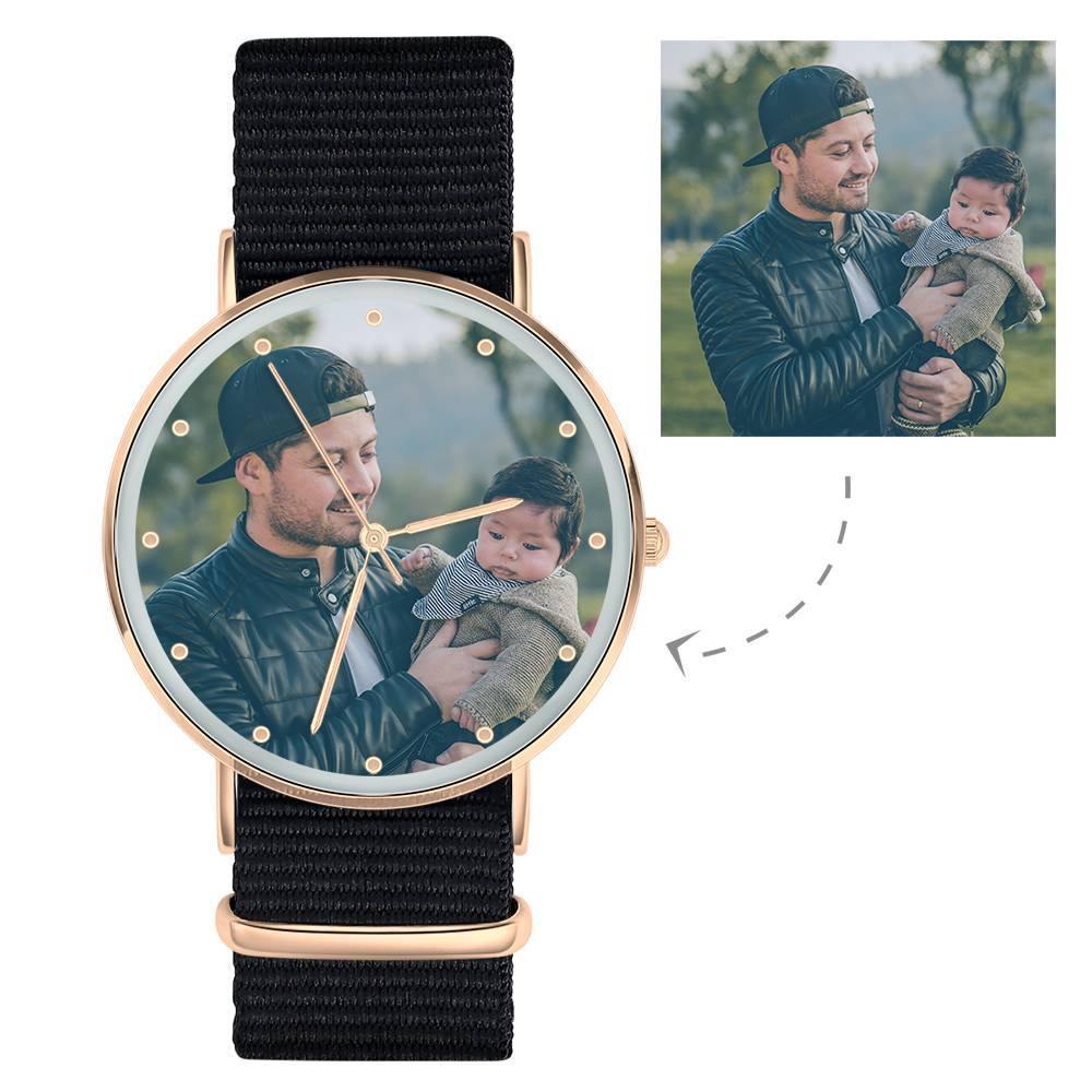 Reloj Grabado Personalizado, Reloj Fotográfico Con Correa Negra