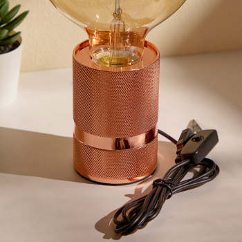Portalámparas Usb De Malla Metálica Retro En Oro Rosa - TuNombrecollar