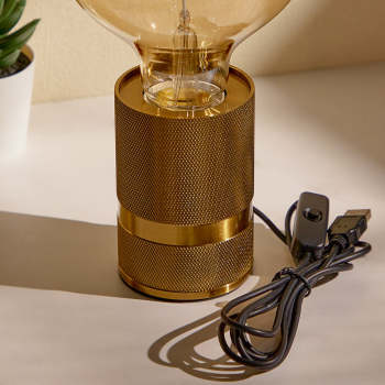 Portalámparas Usb De Bronce De Malla Metálica Retro - TuNombrecollar