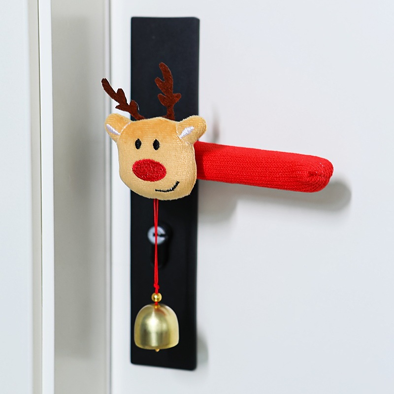 Juego De Cuatro Piezas De Fundas Decorativas Navideñas Para Manijas De Puertas, Con Diseño De Papá Noel, Renos Y Adornos Para El Árbol. - 