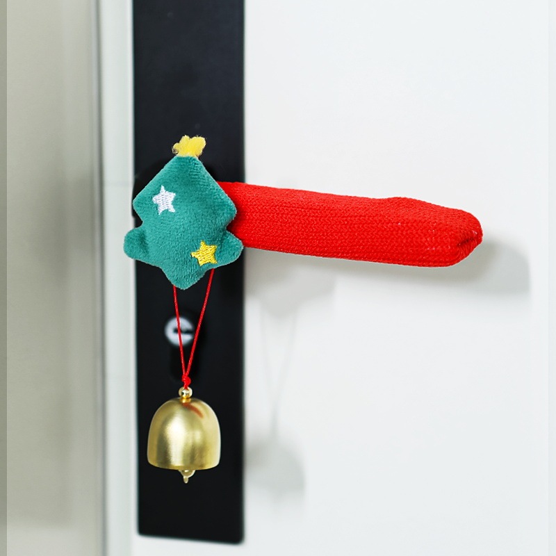 Juego De Cuatro Piezas De Fundas Decorativas Navideñas Para Manijas De Puertas, Con Diseño De Papá Noel, Renos Y Adornos Para El Árbol. - 