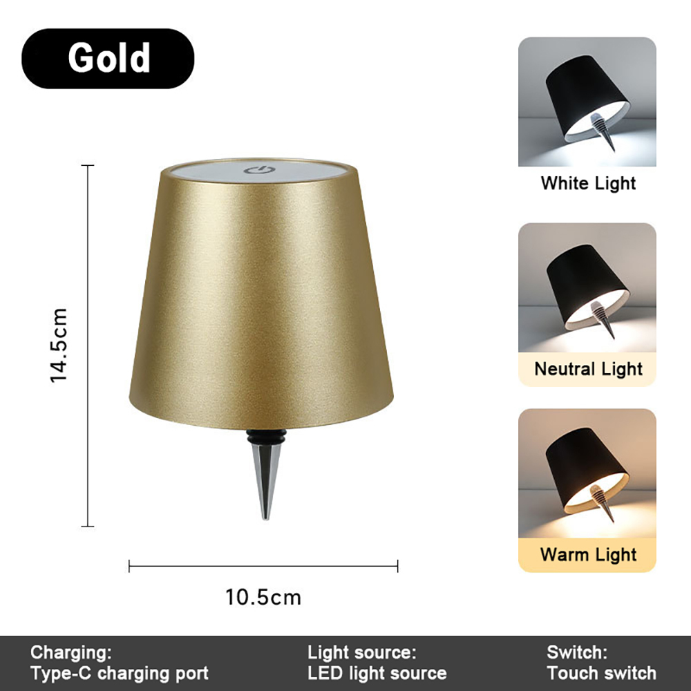 Lámpara Recargable Inalámbrica Para Botellas De Vino Con Pantalla Usb Tipo Tapón De Botella. Diseño Moderno Y Minimalista. Control Táctil Regulable. - 