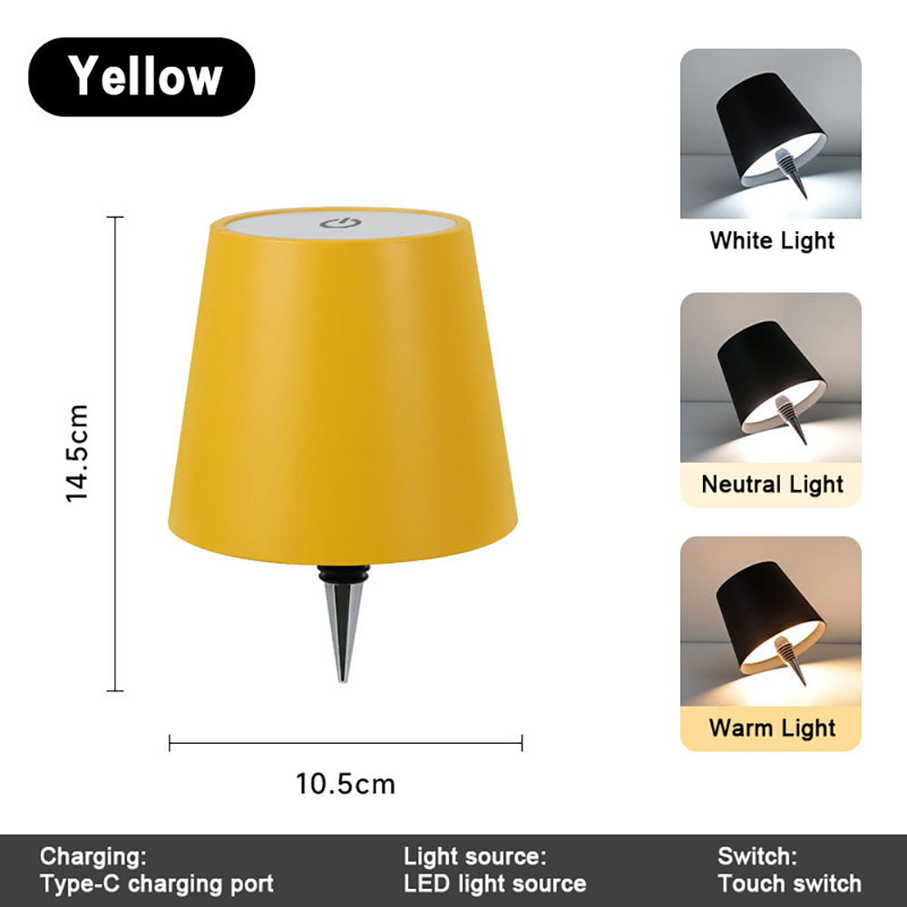 Lámpara Recargable Inalámbrica Para Botellas De Vino Con Pantalla Usb Tipo Tapón De Botella. Diseño Moderno Y Minimalista. Control Táctil Regulable. - 