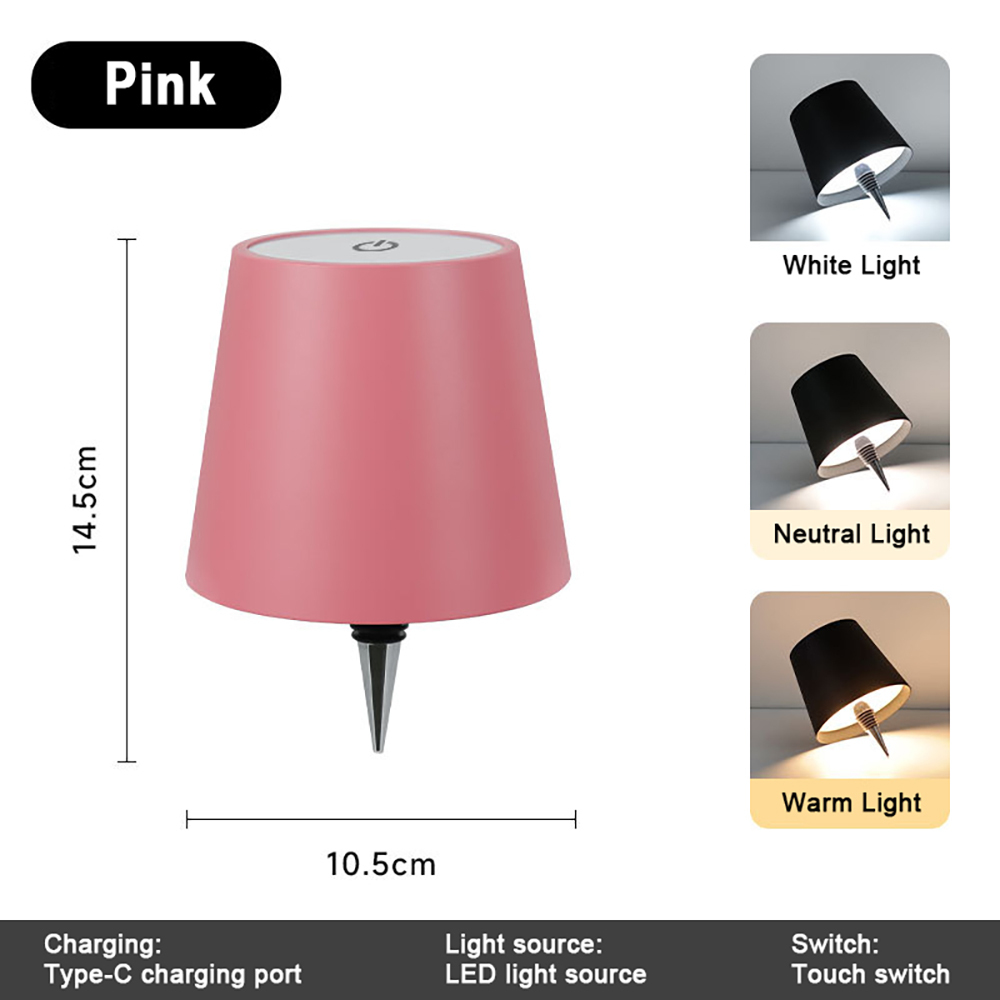 Lámpara Recargable Inalámbrica Para Botellas De Vino Con Pantalla Usb Tipo Tapón De Botella. Diseño Moderno Y Minimalista. Control Táctil Regulable. - 