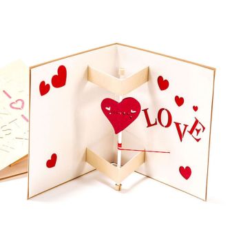 Tarjeta Emergente Del Día De San Valentín Creativa En 3d Tarjeta De Felicitación Emergente Con Corazón Giratorio - TuNombrecollar