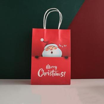 Merry Christmas Gift Paper Bag with Handles for Christmas Eve Party Supplies