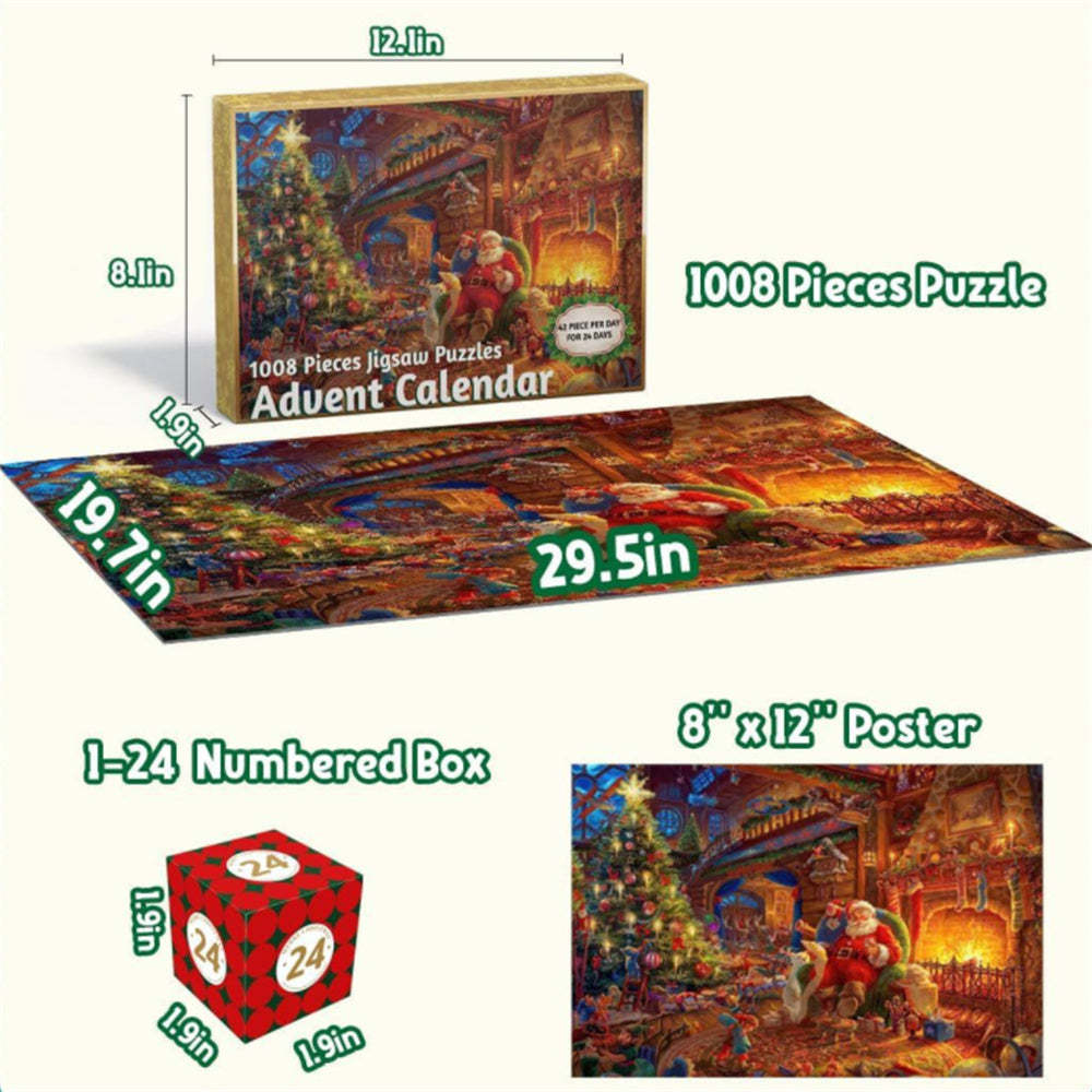 Calendario De Adviento Rompecabezas De Navidad - 24 Cajas Rompecabezas De Cuenta Regresiva De Navidad Juguete De Regalo Para Niños Y Adultos - TuNombrecollar