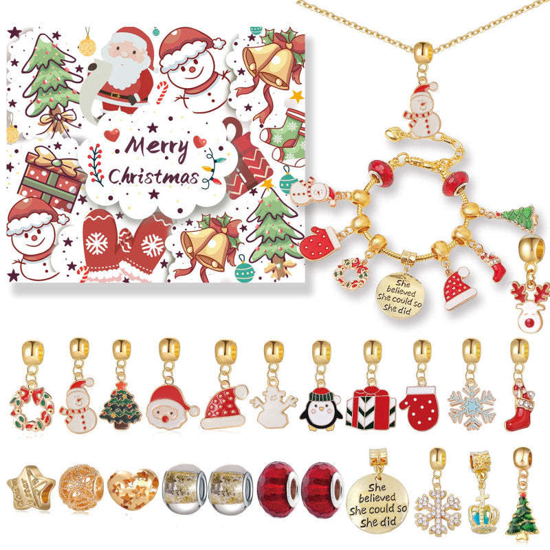 Calendario De Cuenta Regresiva Con Dijes Navideños, Conjunto Con Caja De Regalo, Joyería Con Dijes Diy, Pulsera De Árbol De Navidad, Regalo - TuNombrecollar