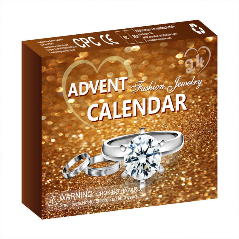 Caja Navideña Calendario De Adviento Juego De Joyas Caja Anillo Collar Pendientes Juego Navideño De 24 Piezas (estilo Aleatorio) - TuNombrecollar
