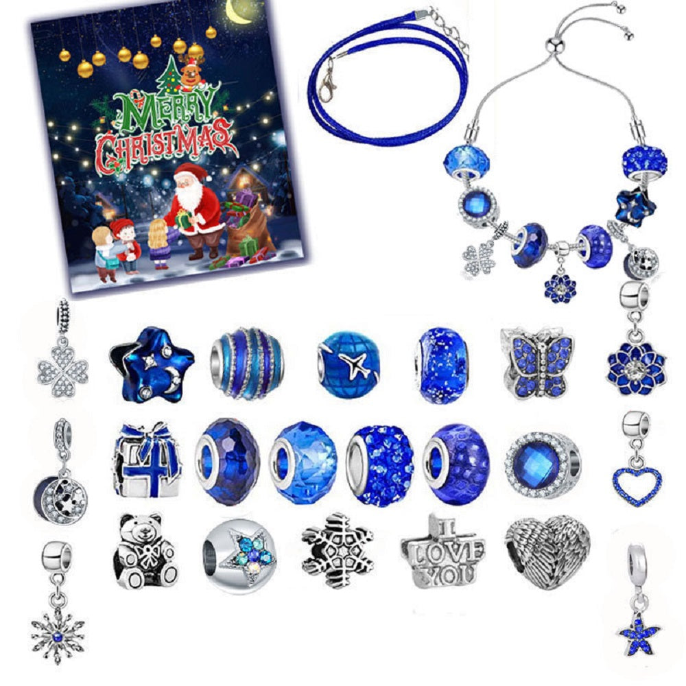 Conjunto Con Caja De Regalo Con Calendario De Cuenta Regresiva Y Dijes Navideños, Joyería Con Dijes Diy, Pulsera De Copo De Nieve, Regalo