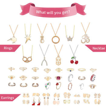 Calendario De Adviento Para Conjunto De Joyería Navideña, Caja, Anillo, Collar, Aretes, Conjunto Navideño De 24 Piezas (estilo Aleatorio) - TuNombrecollar